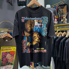 90s Thug Poetry Forever – B.I.G & 2Pac Memorial Rap Faded T-Shirt Black XL
