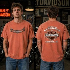 VTG 90s Harley Davidson Shirt Concord NC Speedway USA Made Hanes Beefy L 21×26