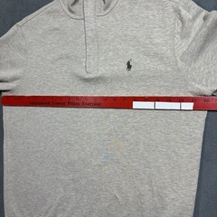 Polo Ralph Lauren 1/4 Zip Sweater LSHZM16 Mens M Beige Brown Zipper Preppy Pony