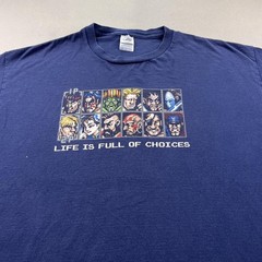 Vintage Street Fighter T-Shirt Mens XL Blue Capcom Pixel Life Full Choices y2k