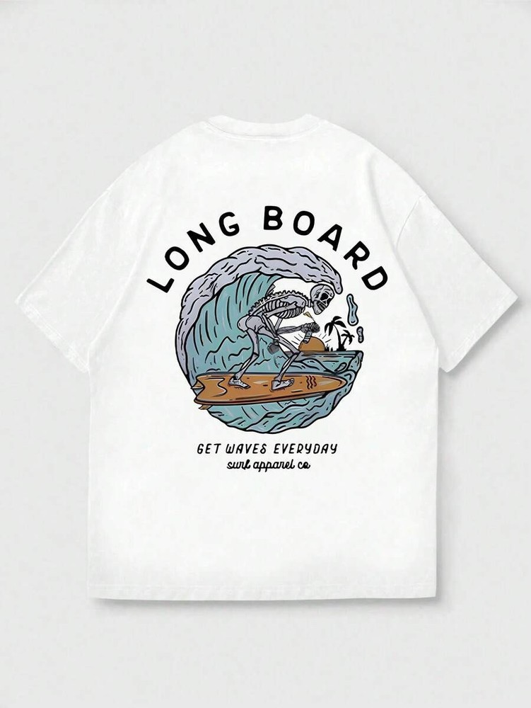 Men’s Casual Beach Surfing Element Printed Short Sleeve T-Shirt