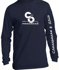 T-Shirt, Long Sleeve, C&O For Progress / Chesapeake & Ohio Navy Blue NEW!