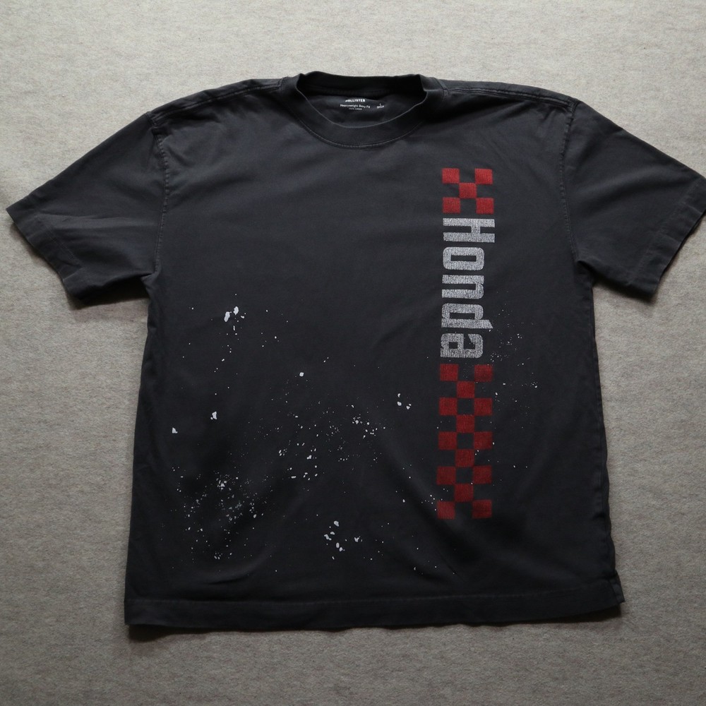 Hollister Honda T Shirt Large Boxy Fit Modern Heavyweight Cotton Splatter Tee