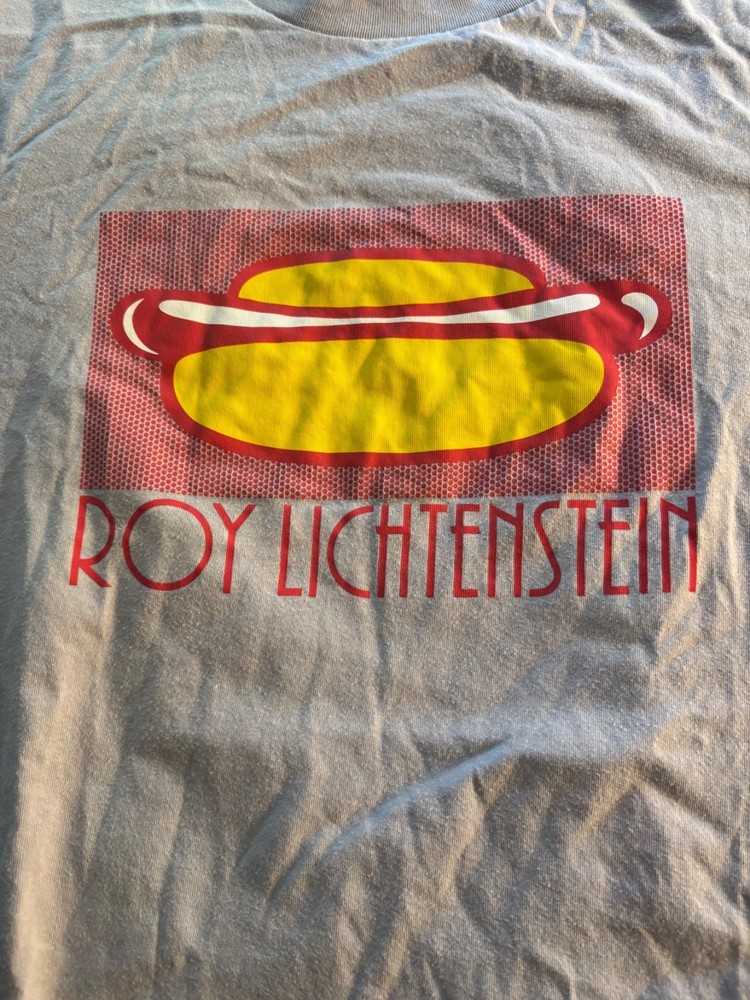 Roy Lichtenstein t shirt hot dog art MINT UT med Gray pop art culture