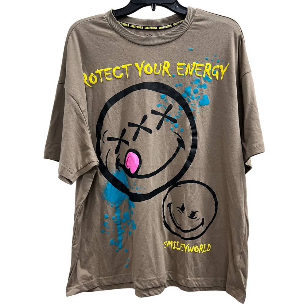 Smiley World protect your energy graphic tee front and back oversized sz XL