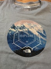 The North Face T Shirt Men’s XL Blue Graphic Print Spell Out Everyday Casual