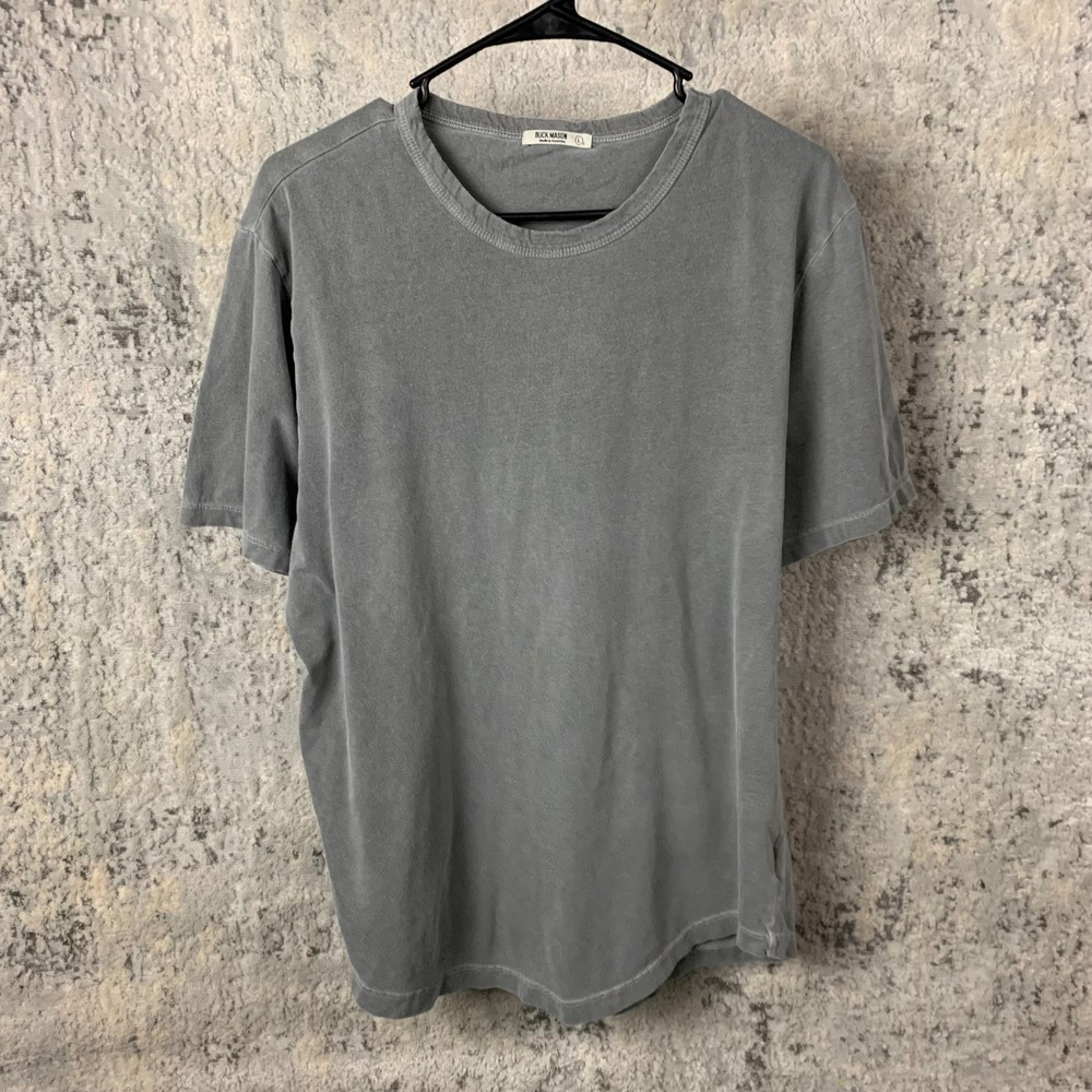 Buck Mason Supima Cotton Scoop Hem T-Shirt Mens L Gray Faded Made in USA