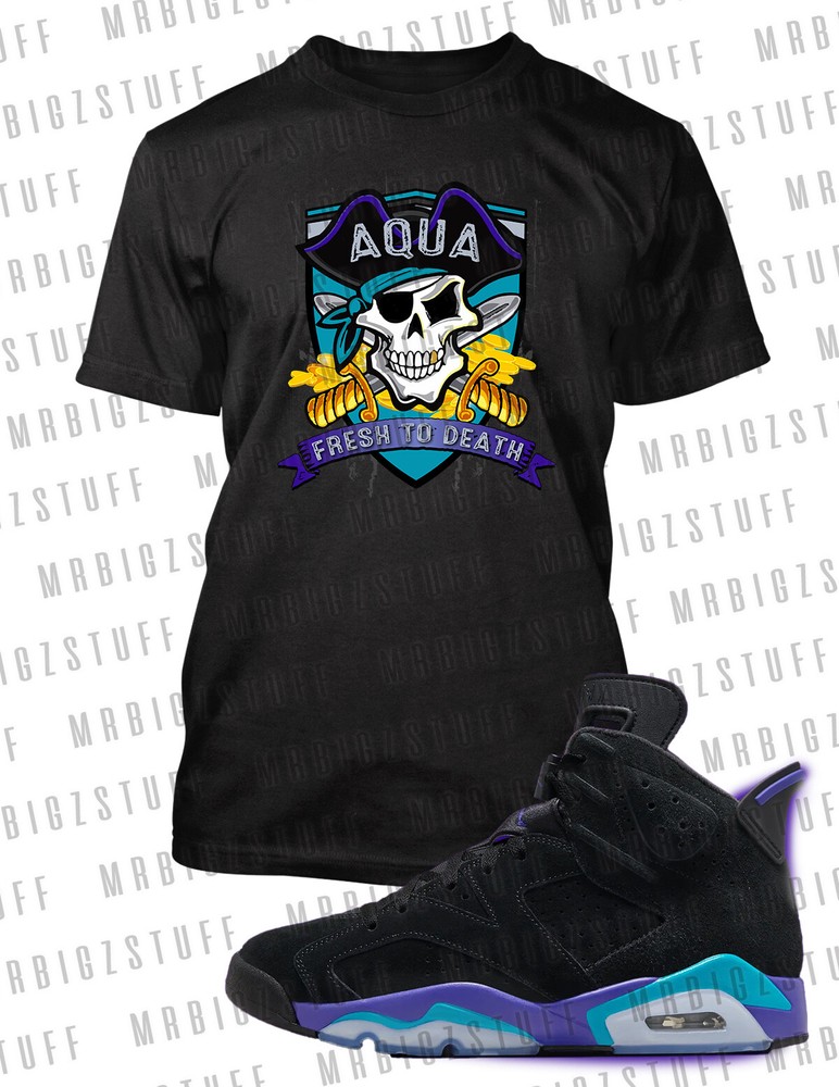 Fresh 2 Death Graphic Tee Shirt J6 Aqua Sneaker Big Tall Sm Pro Club Shaka RTP