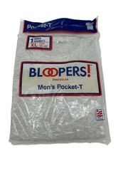 Vintage 1988 Light Gray Bloopers Pocket T Shirt Size XL Made In USA Irregular