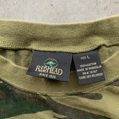 Vintage Redhead Woodland Military Camouflage Long-Sleeve T-Shirt L Green Brown