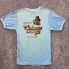 Vintage 70s The Caboose Lounge Shirt Mens L Daytona Beach Florida Drinking