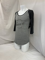 Sauce Hockey Shirt M Gray 1/2 Sleeve Poly Cotton Rayon Made USA NWT YGI O2-334