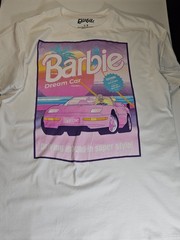 Barbie T-shirt Mens Large Crew‎ Neck Tee Barbie White Pink Purple Graphic Design