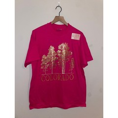Vintage Colorado Tree Shirt Gold Trees Single Stitched Pink Tee VTG 90s Large