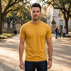 Mens Plain Blank T-Shirt Bundle Premium Casual Basic Crew Neck Tee Lot 4-Pack