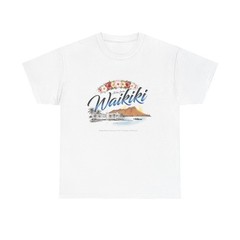 Aloha from Waikiki Hawaii Vintage Hibiscus Flowers T Shirt White