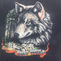 Grey Wolf Shirt Mens 3XL Black Wildlife Graphic Big Print Forest Nature Tee