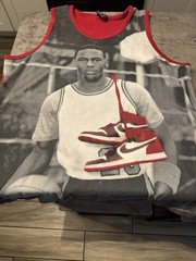 VTG Michael Jordan Vintage All Over Print Tank Top Sleveless Tshirt Size L