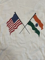 Vintage USA & India Flags T Shirt Never Worn Or Washed Ex+++