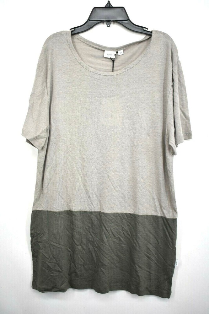 Onia Chad Mens Colorblock Comfortable Linen Short Sleeve T-Shirt Long $85 NWT