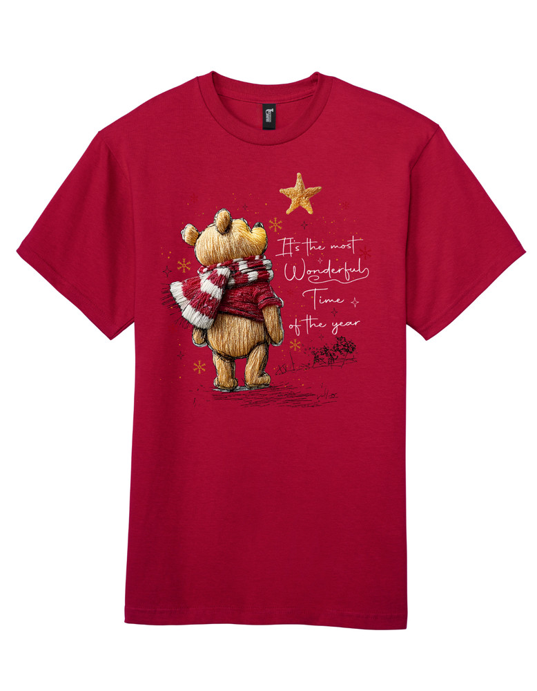Winne The Pooh Christmas Jumper or T-Shirt Printed Sweatshirt Premium Gildan Red