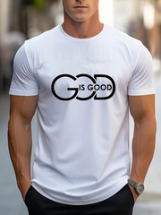Comfortable Regular Fit Trendy Men’s Casual T-Shirt White Lines ‘GOD’ Print