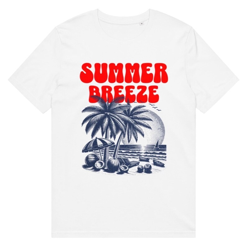 Organic Cotton Retro Summer Beach Shirt, Nautical Coastal Tee