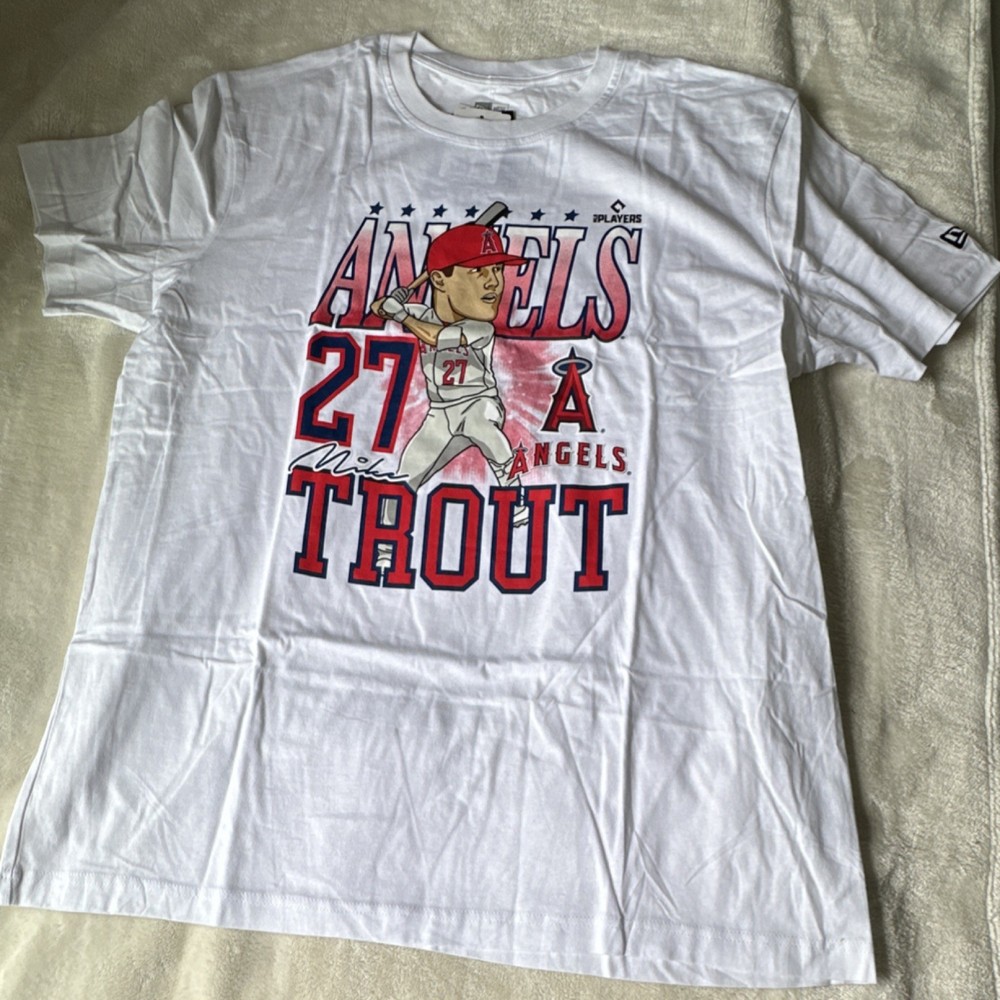 New Era MLB Players Los Angeles Angels Mike Trout White Graphic T-Shirt Men