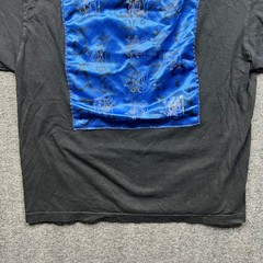 Intex T-Shirt Mens L Black Blue Satin Patch Graphic Heavy Weight Cotton Tee