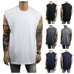 Mens HEAVY WEIGHT Muscle T-SHIRT Tank Top Sport Sleeveless Big Tall Fitness Gym