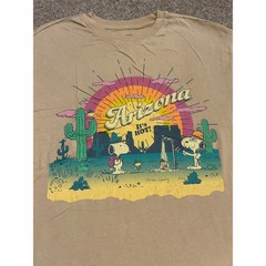 Peanuts Graphic Tee Unisex Small Tan Excellent Arizona Snoopy Woodstock Sunset