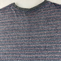 Levi’s Henley Shirt Men XL Blue Grey Striped Short Sleeve Marled Casual 3-Button