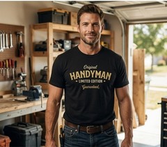 Original Handyman Limited Edition Guaranteed Printed 100% Cotton T-Shirt, Black