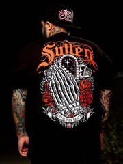 Sullen Men’s Loyal Till Death Standard T-shirt Praying Skeleton Hands Tattoo Tee