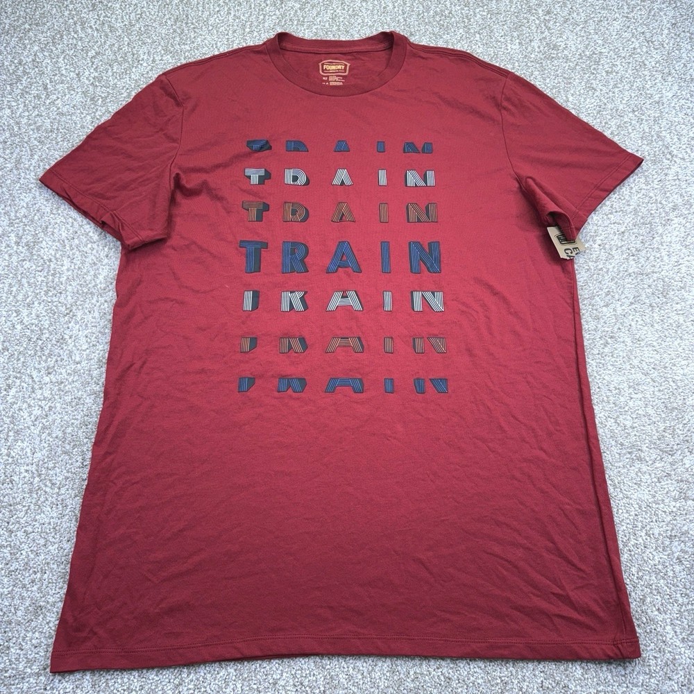 NEW Foundry T Shirt Mens Size XLT Red Train Spellout Short Sleeve