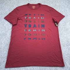 NEW Foundry T Shirt Mens Size XLT Red Train Spellout Short Sleeve
