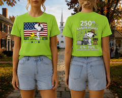 Snoopy 250th Anniversary T Shirt Front Back 1776 2026 America 4th Of July Tee