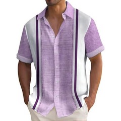 Men’s Casual Short Sleeve Shirt Beach Wedding Button-Up Dress Guayabera Cuban