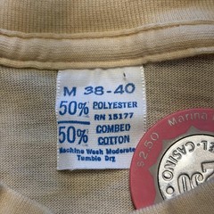 Vintage 60s Jim Mack Shirt Mens M Beige Edison Council Political T-Shirt Flocked