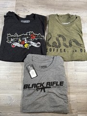 Lot Of 3 Black Rifle Coffee T Shirt Mostly Peaceful Coffee Or Die AR Grey SZ XL