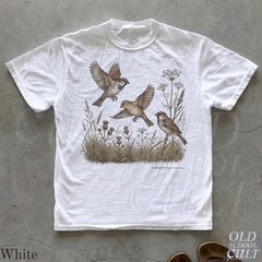 Vintage Retro Sparrow Bird Wildlife Nature Comfort Tee