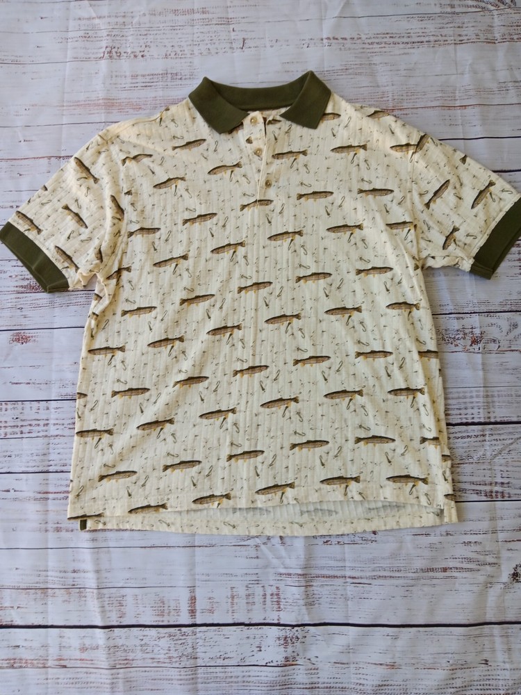 Ivy Crew Polo T-Shirt Men’s X-Large Beige Fishing Outdoors Classics Short Sleeve