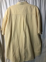 Mens Izod XL Yellow Shirt Button Front Short Sleeve Shirt Tail Hem