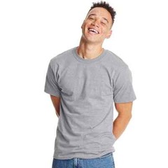 HANES BEEFY Mens Short Sleeve No Pocket T Shirt ~ Navy Blue Dark Gray Light Gray