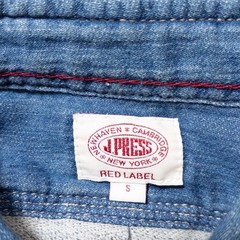 J.PRESS RED LABEL Indigo Blue Denim Shirt S Triple Stitch Workwear