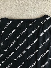 True Religion Shirt Women’s XL Black Sleeveless Round Neck All Over Logo Print