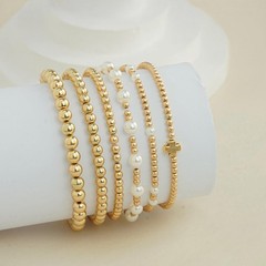 Gold Beaded Bracelet Set with Pearls, Bride to Be Jewelry, Bachelorette Party…