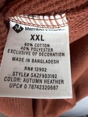 Member’s Mark Shirt Mens 2XL Orange Soft Wash Thermal Crewneck Long Sleeve New