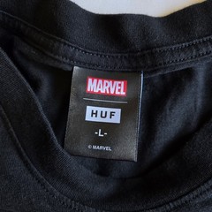 HUF x Marvel Comics Venom AOP Symbiote Spider-Man Y2K Black Lrg Graphic T-Shirt
