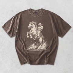 Cowboy Horse Vintage Graphic Western Rodeo Ranch Animal Country Comfort Tee